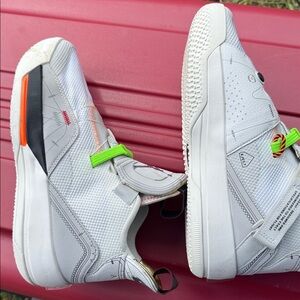 Jordan Kids White Sneakers with Neon Green and Orange